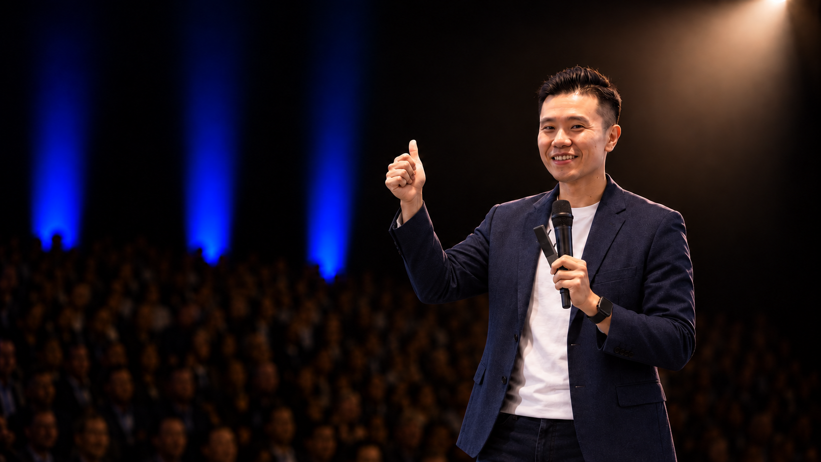 Benjamin Loh on stage in Asia